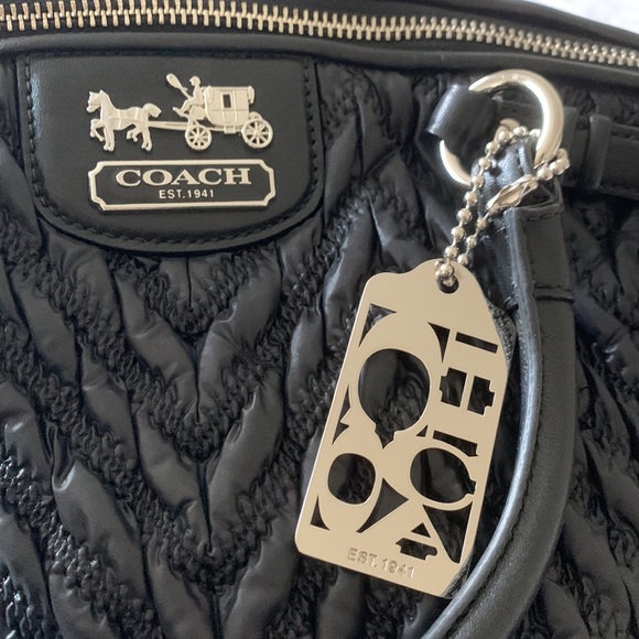 Coach Quilted Chevron Sophia Madison Nylon Satchel - Picture 3 of 15